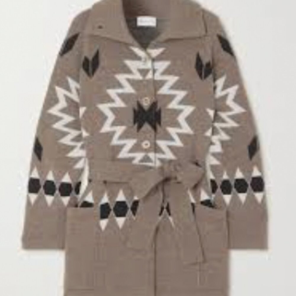 We Norwegians woman's Háldi tan brown wool cardigan sweater w/ belt sz medium - Picture 5 of 5